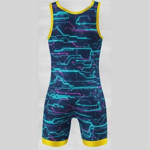 Combinaisons de lutte pour hommes de haute qualité, fabrication sur mesure, vente en gros, polyester + élasthanne, respirantes - Product Image 6