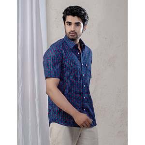 Camisa de Manga Corta para Hombre, Corte Entallado, Casual y de Esmoquin, 100% Algodón, Estampado de Puntos, Estilo Popelina, Diseño ODM - Product Image 5