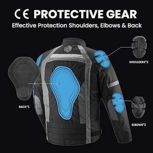 Chaqueta impermeable negra de cuero resistente de talla grande para motocicleta con características resistentes al viento Anti-UV de secado rápido y retardantes de llama - Product Image 2