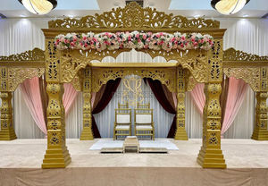 Mandap circular tallado en oro real para Bodas de Londres DST Exports Pilar de fibra duradera recién lanzado Configuraciones de decoraciones de boda - Product Image 4