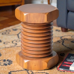 Taburete de Madera Maciza Resistente Hecho a Mano con Diseño Rústico para Decoración del Hogar, Muebles de Estilo Rústico, Entrada, Dormitorio, Asiento Decorativo - Product Image 2