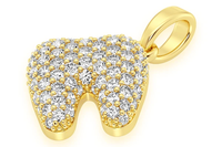 Pendentif dentaire en diamant naturel de conception classique personnalisée, coupe ronde, or massif 14 carats, 0,50 CTW, bijoux sertis de diamants