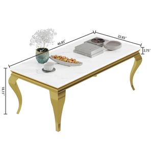 Mesa de Centro y Mesa Auxiliar Modernas de Alta Gama, Ecológicas, con Borde Dorado de Lujo, para Sala de Estar, Muebles para el Hogar - Product Image 6