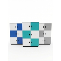 Casier de rangement scolaire modulaire verrouillable manuel ARSU moderne et coloré de haute qualité en panneau mélaminé, à fixation murale/sol