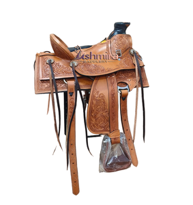 Juego de tachuelas de sillín inglés personalizado de alta calidad, venta al por mayor, sillín de cuero de árbol indio Western Wade para carreras de caballos - Product Image 1