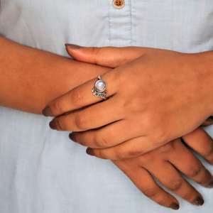 แหวนพระจันทร์เสี้ยวพระจันทร์เสี้ยวแหวนเงินแท้เปิดดวงจันทร์สำหรับผู้หญิงทำด้วยมือเครื่องประดับมินิมอลหรูหราของขวัญอีสเตอร์สำหรับ - Product Image 6