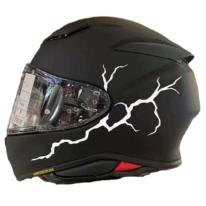 Autocollant de <span class=keywords><strong>casque</strong></span> de <span class=keywords><strong>moto</strong></span> en vinyle personnalisé, motif rayures noires éclair, imperméable, décoration graphique, en promotion - Product Image 2