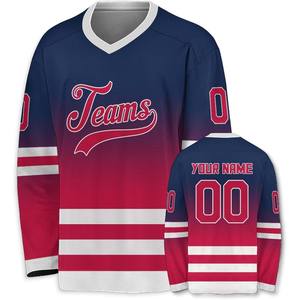 Venta al por mayor de camisetas de hockey sobre hielo de primera calidad, diseño sublimado OEM personalizado, uniforme de equipo, tejido de secado rápido, Edición Profesional, calidad duradera - Product Image 1