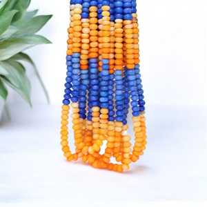 ลูกปัดอัญมณีสีฟ้าสีส้มเงาโอปอลแบบเรียบเส้นพลอยหลวม7มม. ถึง10มม. สำหรับทำเครื่องประดับอินเดียขายส่ง - Product Image 1