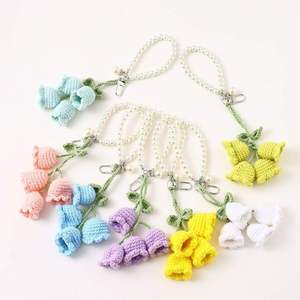 Porte-clés créatif et mignon pour fille, en crochet et tricot, avec chaîne en coton et fleur Lanling, boucle décorative pour sac en alliage, Guangdong - Product Image 2