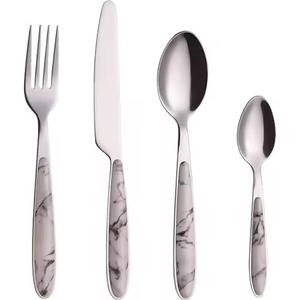 Juego de Cubiertos de Metal Dorado de Alta Calidad con Diseño Rectangular de Mármol Blanco para Bodas y Restaurantes - Product Image 5