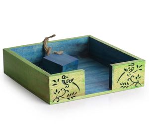 Servilletero de Madera con Diseño Floral de Hojas, Decoración Elegante para el Hogar, Diseño para Sala de Estar, Baño, Estilo Antiguo, Madera de Sheesham - Product Image 3