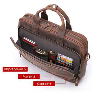 Maletín de cuero de alta calidad de marca, Maletín de negocios para hombre, bolso para ordenador portátil con bolsillo interior, bolso de cuero genuino - Product Image 4