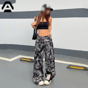 <b>Women</b> Wide Leg 100% Polyester, Plant Print, All-Season Drawstring Waist Woven Fabric Baggy Sweat <b>Pants</b> BY AMAZING INDUSTRIES - Product Image 4
