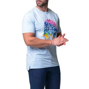Camisetas transpirables de arcoíris ultrafinas personalizadas para hombre, camisetas con logotipo de Spandex para ejercicio, camisetas deportivas ajustadas elásticas para Fitness para hombre - Product Image 2
