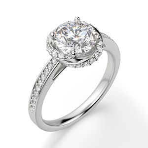 Round Cut Moissanite Floral Shape <b>Sterling</b> <b>Silver</b> Prong <b>Set</b> Engagement <b>Ring</b> for Women - Product Image 6