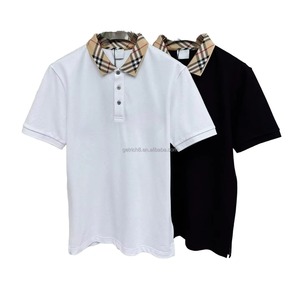 Chemise en maille respirante pour homme, coupe ajustée, été, manches courtes, t-shirt imprimé, col à carreaux, broderie, décontracté chic - Product Image 5