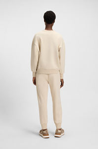 Ensemble sweat-shirt et jogging à col ras du cou beige uni survêtement deux pièces de couleur unie ensemble streetwear décontracté minimaliste avec logo personnalisé - Product Image 2