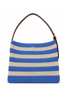 Bolso de hombro tejido para mujer con correa de cuero, bolso tote de punto elegante e informal, bolso de ganchillo a la moda