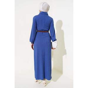 Robe à col roulé ceinturée Indigo - Product Image 3