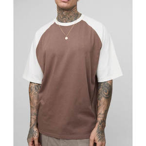 T-shirts décontractés respirants à col en O et manches Reglan pour hommes dernières conceptions 100% coton T-shirt de couleur unie pour hommes coupe ample - Product Image 4