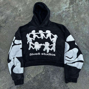 เสื้อฮู้ดดี้ผ้าฝ้ายฟลีซคุณภาพสูง พิมพ์ลายด้านหน้าระบายอากาศได้ดี ผ้าฝ้ายผสมคุณภาพดีสำหรับผู้ชาย - Product Image 3