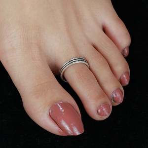 Tridha Classic Band Silver <b>Toe</b>-<b>Rings</b> (Pair) for Body Jewelry for Gift Occasions - Product Image 4