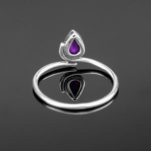 แหวนอเมทิสต์ประดับลูกแพร์แสนสวย925เครื่องประดับอัญมณีสีม่วงทำด้วยมือสำหรับผู้หญิงแหวนของขวัญสุดหรู - Product Image 4