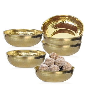 Cuencos de cobre y metal de diseño premium para ensaladas, aperitivos, diseño de textura martillada chapada en oro de tendencia, cuenco de cobre disponible para servir - Product Image 5