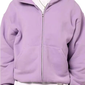 Fazn Nouveau Vente en gros Sweat à capuche unisexe grande taille uni zippé à épaules tombantes avec cordon de serrage doublé thermique de haute qualité personnalisable - Product Image 2