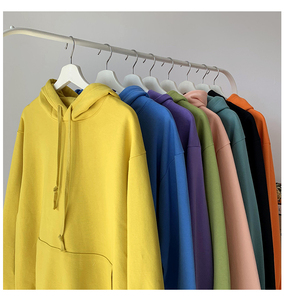 Orden directa Venta al por mayor Algodón de rayón Fino Color puro Pullover Sudadera Sudaderas con capucha unisex - Product Image 2