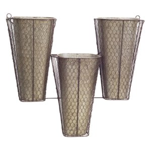 Vase mural en métal - Ensemble de 2 seaux à fleurs français en métal - Décoration de table - Décoration d'intérieur - Vase seau pour la décoration de la maison - Product Image 1