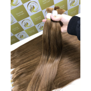 Extensiones de cabello Remy crudo a granel de tono oscuro marrón, cutícula recta natural de alta calidad, alineada, vietnamita, gran stock, superventas - Product Image 5