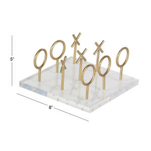 Jeu de Tic Tac Toe en or métallique de style glamour sur un plateau en acrylique transparent, parfait pour le divertissement familial, les fêtes et la décoration de la maison - Product Image 4