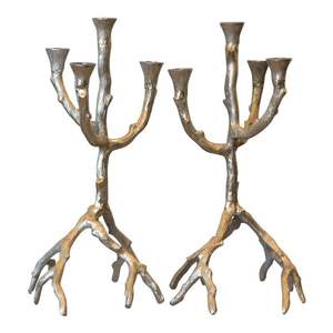 Candélabre en métal antique, centre de table décoratif pour mariage, décoration de table de Noël, design moderne, couleur or argent, fait à la main - Product Image 6