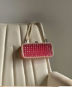 Sac de style seau vertical à la mode avec anneaux de perles dégradées roses et bronze multitons, disponibles au prix de gros. - Product Image 5