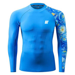 Hombres Rash Guard Fitness Wear manga larga ligero transpirable Top Ideal para entrenamiento de gimnasia y ejercicio diario Rash Guard - Product Image 1