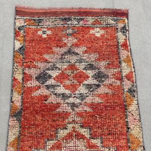 2.7x9.8 ft Rug, Turkish Vintage <b>Runner</b> Rug, <b>Red</b> Herki Wool Rug - Product Image 5