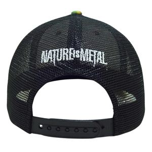 Vente en gros de casquette camionneur 6 panneaux en cuir camouflage avec logo, maille noire, couture contrastée, boucle à simple boutonnage pour tous les âges - Product Image 6