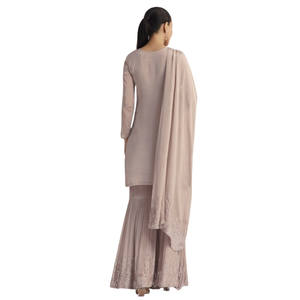 Conjunto de Chinon Sharara con lentejuelas gris cálido para recepciones de Bodas de noche elegantes al por mayor celebraciones festivas y étnicas a granel - Product Image 5