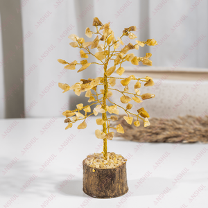 Arbre en pierre d'aventurine jaune 100 % authentique, fait main, au design charmant, qualité garantie, idéal pour la décoration intérieure - Product Image 2
