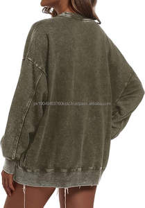 Sudadera Holgada de Algodón para Mujer con Cierre, Manga Larga, Cuello Redondo, Bolsillo, Estilo Vintage, Corte Holgado - Product Image 2