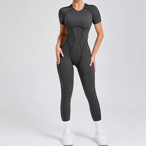 Women's Yoga Gym Jumpsuit Active Wear Stand Neck Solid Long Sleeve Breathable Quick-drying Plus Size - Product Image 6