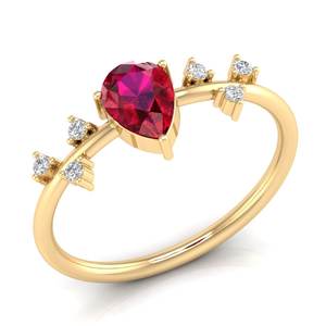 REYES Customizable 0.75 Carat Ruby Gemstone Promise <b>Rings</b> <b>Dainty</b> 925 Sterling Silver Minimalist Pear Cut Moissanite Jewelry - Product Image 2