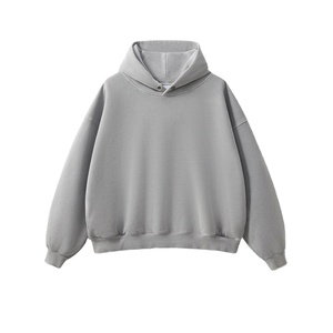 Venta al por mayor Premium 420G de alta calidad lavado Retro ropa de hombre Sudadera con capucha holgada sudaderas con capucha de color sólido - Product Image 3