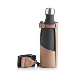 Housse de bouteille d'eau en cuir, écologique, pochette de bouteille portable avec longue sangle, cadeau promotionnel, porte-boisson en cuir, porte-bouteille - Product Image 1