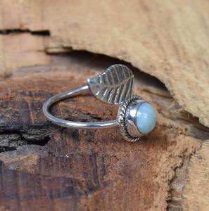 Bijoux Bague en Argent Sterling Fait Main Larimar Bague de Promesse en Argent Sterling 925 avec Pierres Précieuses Style Boho Bague Timbre Solide 925 Bijoux - Product Image 3