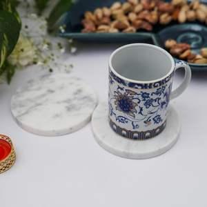 Ensemble de sous-verres à thé en marbre en vrac pour boissons chaudes et froides | Sous-verre rond OEM avec base antidérapante pour table basse à manger en gros - Product Image 2