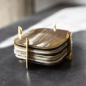 Classic Rustic Ox & Buffalo Horn Coasters Eco-Friendly Non-Toxic for <b>Table</b> <b>Protection</b> by Saniya Handicraft - Product Image 5