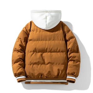 Veste matelassée en toile rembourrée de coton à capuche de haute qualité pour hommes, sur mesure OEM, hiver 2022, col montant, 100% nylon, coupe-vent - Product Image 4